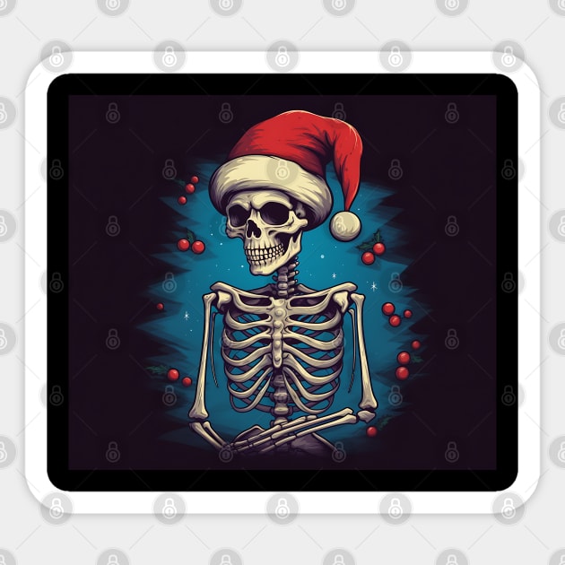 skeleton Santa Sticker by MZeeDesigns